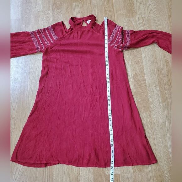 O'Neill | 'Mirage' Long Sleeve Relaxed Mini Dress - size Small in Red - Picture 8 of 10